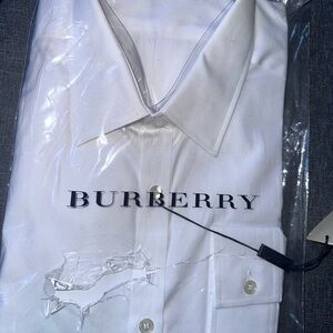 Burberry all white men’s collared shirt
